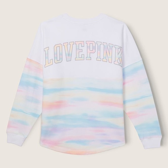 PINK Victoria's Secret Sweaters - Victoria's Secret PINK Varsity Crew Sweatshirt Optic White Colorblock XL NEW